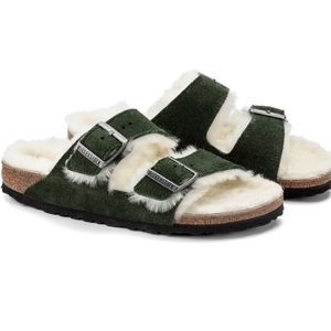 NWT Birkenstock Arizona Shearling Suede Leather Sandals